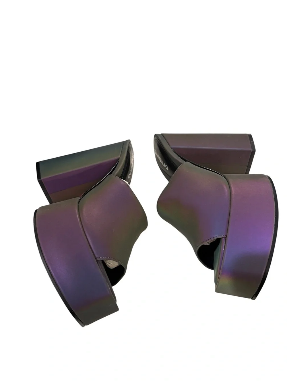 Ravina Multi Reflective Platform Sandals by D’Amelio Lulus Iridescent Purple NEW